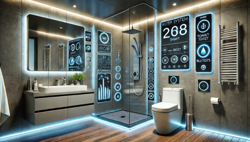  modern bathroom filled with high-tech features.